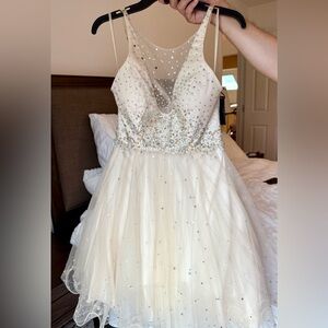 Terani Couture Cream Embellished Dress